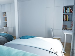 Artystyczny Żoliborz w Kolorze - Średnia biała z biurkiem sypialnia, styl nowoczesny - zdjęcie od Idea by Mag.