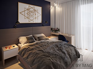 50 m2 - Mała niebieska z biurkiem sypialnia, styl nowoczesny - zdjęcie od Idea by Mag.