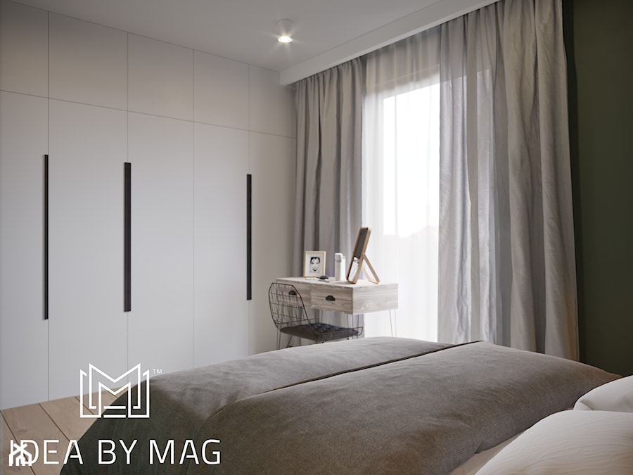 Klasyczny loft - Średnia biała czarna sypialnia, styl industrialny - zdjęcie od Idea by Mag.