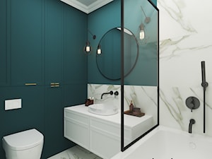 Marmur z dodatkiem koloru, połączenie idealne - Średnia bez okna z punktowym oświetleniem łazienka, styl tradycyjny - zdjęcie od Idea by Mag.