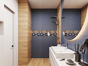 Nowoczesne przestrzenie z niebieskimi akcentami i wstawkami z drewna - Łazienka, styl nowoczesny - zdjęcie od Idea by Mag.