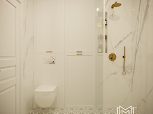 Pastelowa elegancja - Średnia bez okna z punktowym oświetleniem łazienka, styl glamour - zdjęcie od Idea by Mag.