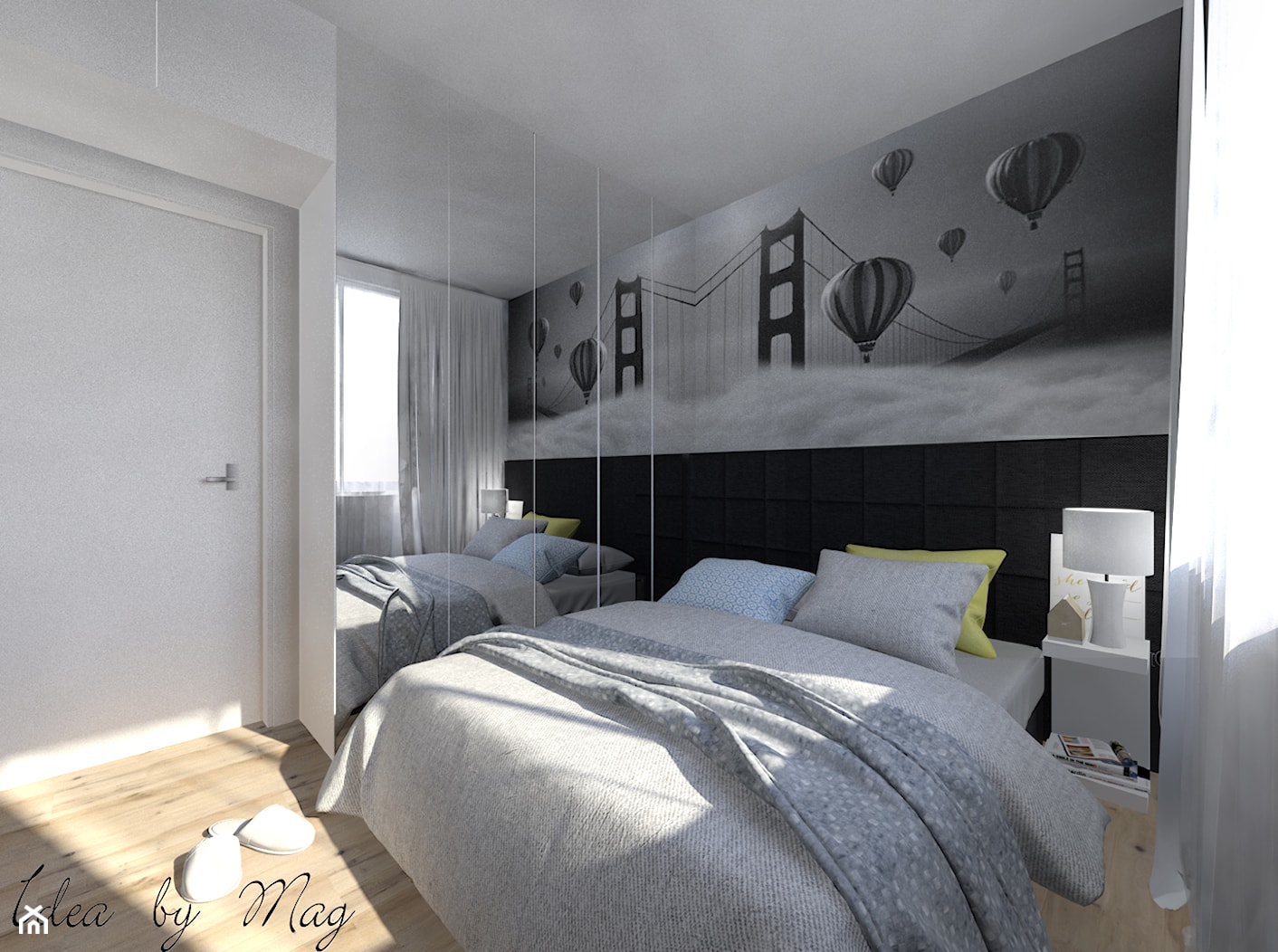 Męskie wnętrze. - Średnia szara sypialnia, styl nowoczesny - zdjęcie od Idea by Mag. - Homebook