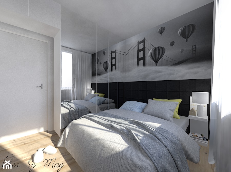 Męskie wnętrze. - Średnia szara sypialnia, styl nowoczesny - zdjęcie od Idea by Mag.
