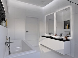 Dom parterowy. - Z dwoma umywalkami łazienka, styl nowoczesny - zdjęcie od Idea by Mag.