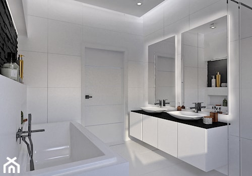 Dom parterowy. - Z dwoma umywalkami łazienka, styl nowoczesny - zdjęcie od Idea by Mag.