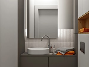 Segment. - Mała bez okna z lustrem z punktowym oświetleniem łazienka, styl skandynawski - zdjęcie od Idea by Mag.
