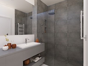 Warszawskie Bielany - Mała na poddaszu bez okna łazienka, styl minimalistyczny - zdjęcie od Idea by Mag.
