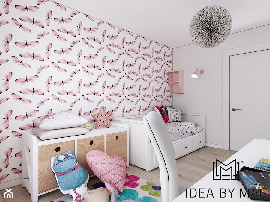 Prowansalskie marzenie - Średni biały różowy szary pokój dziecka dla dziecka dla nastolatka dla dziewczynki, styl prowansalski - zdjęcie od Idea by Mag.