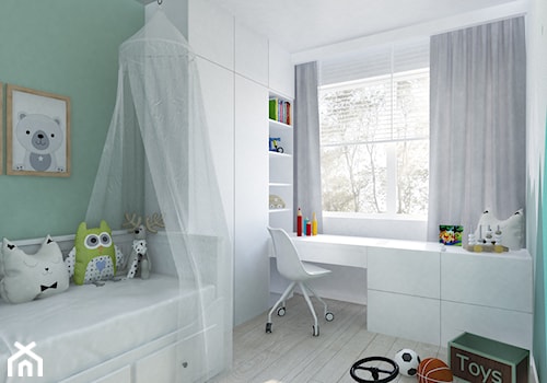 Nadmorskie klimaty - Średni biały zielony pokój dziecka dla dziecka dla chłopca dla dziewczynki, styl skandynawski - zdjęcie od Idea by Mag.