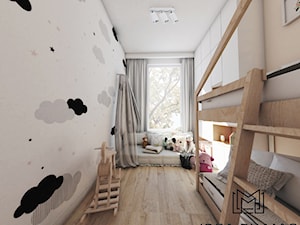 2+2 - Średni szary pokój dziecka dla dziecka dla chłopca dla dziewczynki dla rodzeństwa, styl skandynawski - zdjęcie od Idea by Mag.