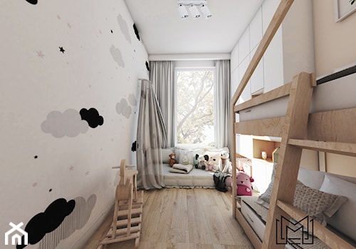 2+2 - Średni szary pokój dziecka dla dziecka dla chłopca dla dziewczynki dla rodzeństwa, styl skandynawski - zdjęcie od Idea by Mag.