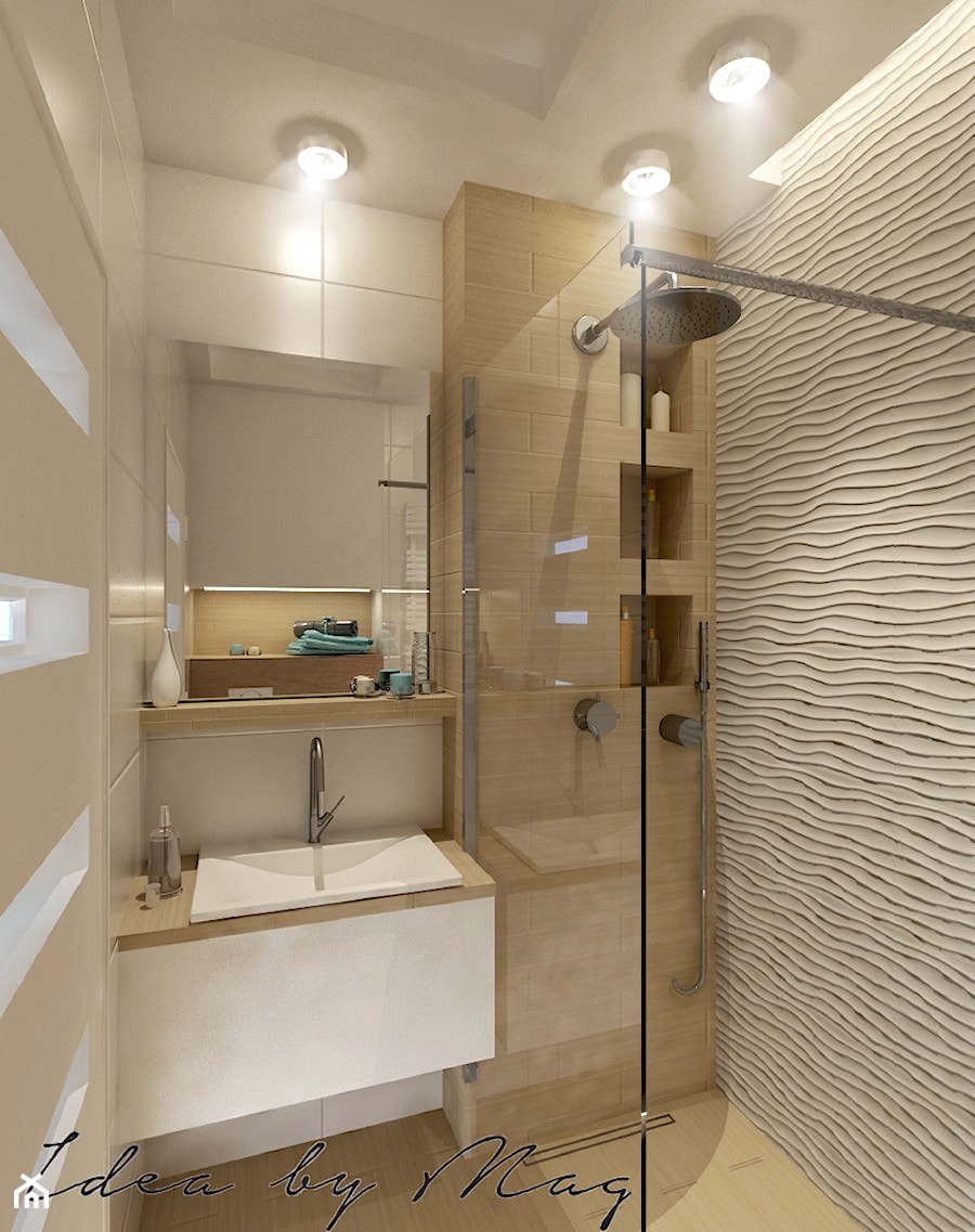 Łazienka 3D - Mała bez okna łazienka, styl nowoczesny - zdjęcie od Idea by Mag.