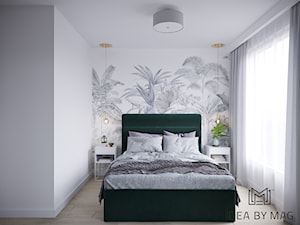 Ciepła tonacja w nowoczesnym wydaniu - Średnia biała sypialnia, styl nowoczesny - zdjęcie od Idea by Mag.