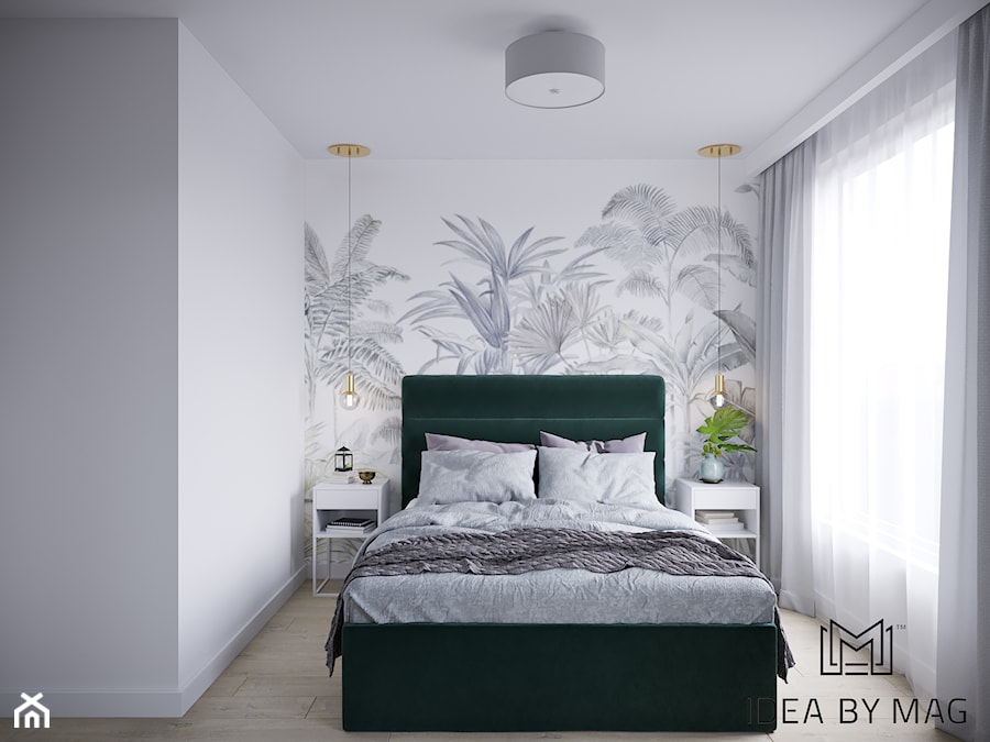 Ciepła tonacja w nowoczesnym wydaniu - Średnia biała sypialnia, styl nowoczesny - zdjęcie od Idea by Mag.