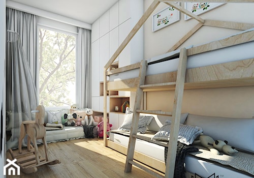 2+2 - Średni szary pokój dziecka dla dziecka dla chłopca dla dziewczynki, styl skandynawski - zdjęcie od Idea by Mag.