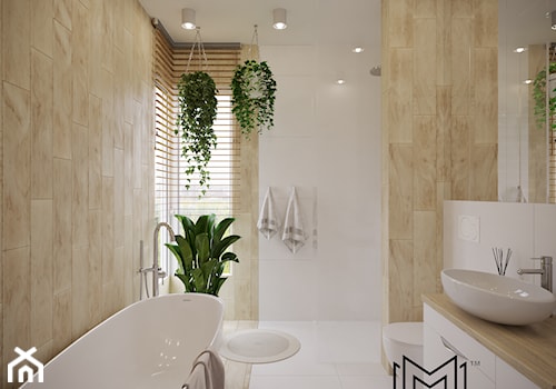 Klasyczna prostota - Średnia z lustrem z punktowym oświetleniem łazienka z oknem, styl minimalistyczny - zdjęcie od Idea by Mag.