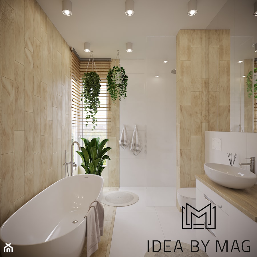Klasyczna prostota - Średnia z lustrem z punktowym oświetleniem łazienka z oknem, styl minimalistyczny - zdjęcie od Idea by Mag.