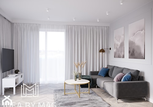 Kobiece wnętrze - Średni biały salon, styl minimalistyczny - zdjęcie od Idea by Mag.