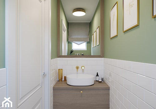 Z nutą pistacji - Mała łazienka z oknem, styl vintage - zdjęcie od Idea by Mag.