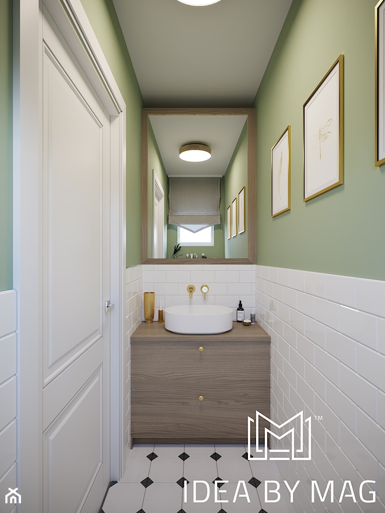 Z nutą pistacji - Mała łazienka z oknem, styl vintage - zdjęcie od Idea by Mag. - Homebook