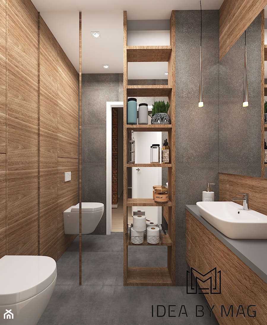 Loft w przytulnej odsłonie - Mała bez okna z lustrem łazienka, styl industrialny - zdjęcie od Idea by Mag.