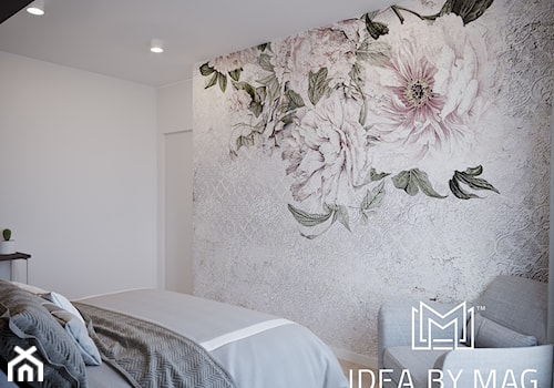 Szara elegancja - Mała biała szara sypialnia, styl nowoczesny - zdjęcie od Idea by Mag.