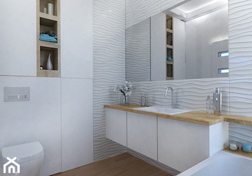 Łazienka 3D - Średnia na poddaszu bez okna łazienka, styl nowoczesny - zdjęcie od Idea by Mag.