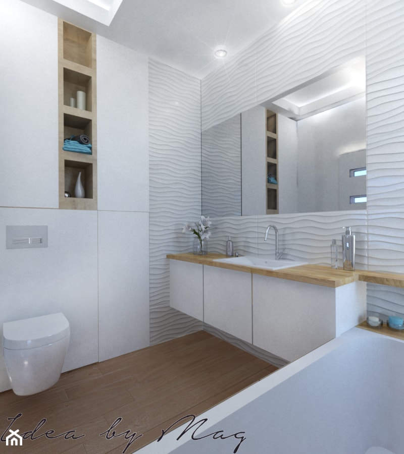 Łazienka 3D - Średnia na poddaszu bez okna łazienka, styl nowoczesny - zdjęcie od Idea by Mag. - Homebook