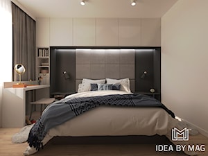 Loft w przytulnej odsłonie - Mała biała zielona sypialnia, styl industrialny - zdjęcie od Idea by Mag.