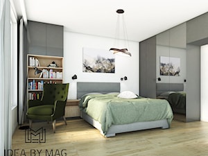 2+2 - Średnia biała szara sypialnia, styl skandynawski - zdjęcie od Idea by Mag.