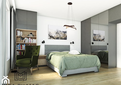 2+2 - Średnia biała szara sypialnia, styl skandynawski - zdjęcie od Idea by Mag.