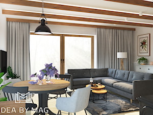 Sielski klimat - Średni biały salon z jadalnią, styl rustykalny - zdjęcie od Idea by Mag.