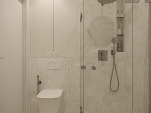 Szara elegancja - Mała bez okna łazienka, styl nowoczesny - zdjęcie od Idea by Mag.