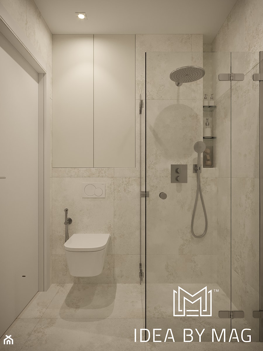 Szara elegancja - Mała bez okna łazienka, styl nowoczesny - zdjęcie od Idea by Mag.