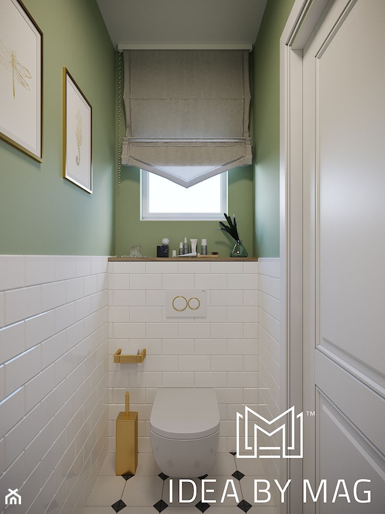 Z nutą pistacji - Mała łazienka z oknem, styl vintage - zdjęcie od Idea by Mag. - Homebook