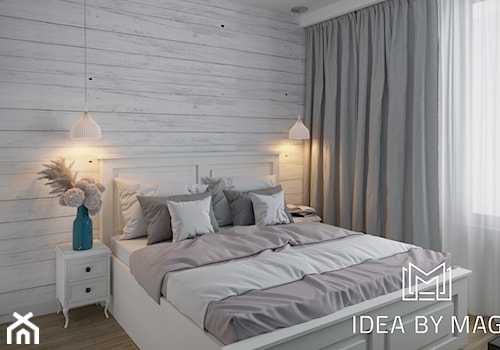 Skandynawskie wnętrze ze szczyptą koloru - Mała biała sypialnia, styl skandynawski - zdjęcie od Idea by Mag.