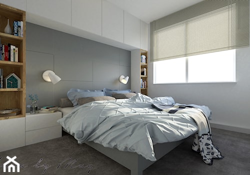 Apartament dla dwojga. - Średnia biała szara sypialnia, styl nowoczesny - zdjęcie od Idea by Mag.