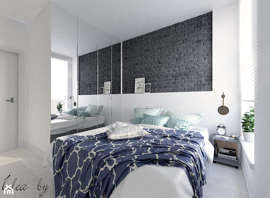 Warszawskie Bielany - Średnia biała szara sypialnia, styl nowoczesny - zdjęcie od Idea by Mag.