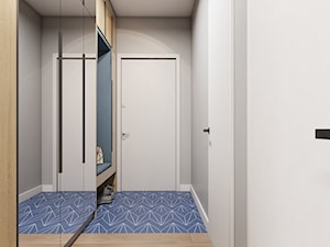 Nowoczesne przestrzenie z niebieskimi akcentami i wstawkami z drewna - Hol / przedpokój, styl nowoczesny - zdjęcie od Idea by Mag.