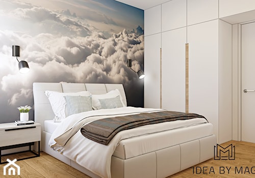 Warszawskie Szczęśliwice - Mała biała sypialnia, styl nowoczesny - zdjęcie od Idea by Mag.