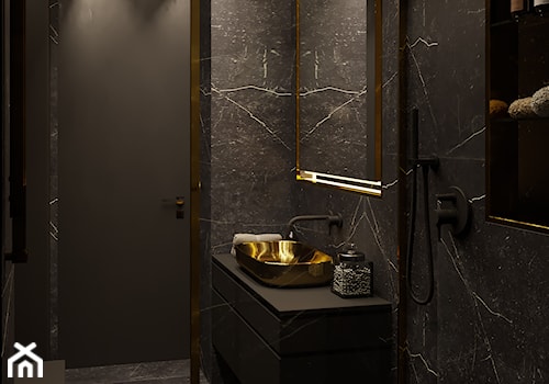 Złoto w prostej formie - Średnia bez okna z punktowym oświetleniem łazienka, styl nowoczesny - zdjęcie od Idea by Mag.