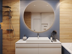 Nowoczesne przestrzenie z niebieskimi akcentami i wstawkami z drewna - Łazienka, styl nowoczesny - zdjęcie od Idea by Mag.