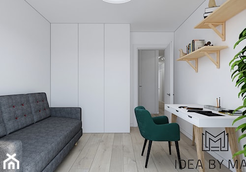Klatka. - Średnie w osobnym pomieszczeniu z sofą białe biuro, styl skandynawski - zdjęcie od Idea by Mag.