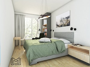 2+2 - Średnia biała z biurkiem sypialnia, styl skandynawski - zdjęcie od Idea by Mag.