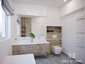 Z nutą pistacji - Średnia biała łazienka w bloku w domu jednorodzinnym z oknem, styl vintage - zdjęcie od Idea by Mag.