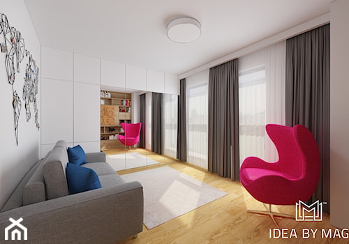 Port Praski - Średnie w osobnym pomieszczeniu z sofą białe biuro, styl nowoczesny - zdjęcie od Idea by Mag.