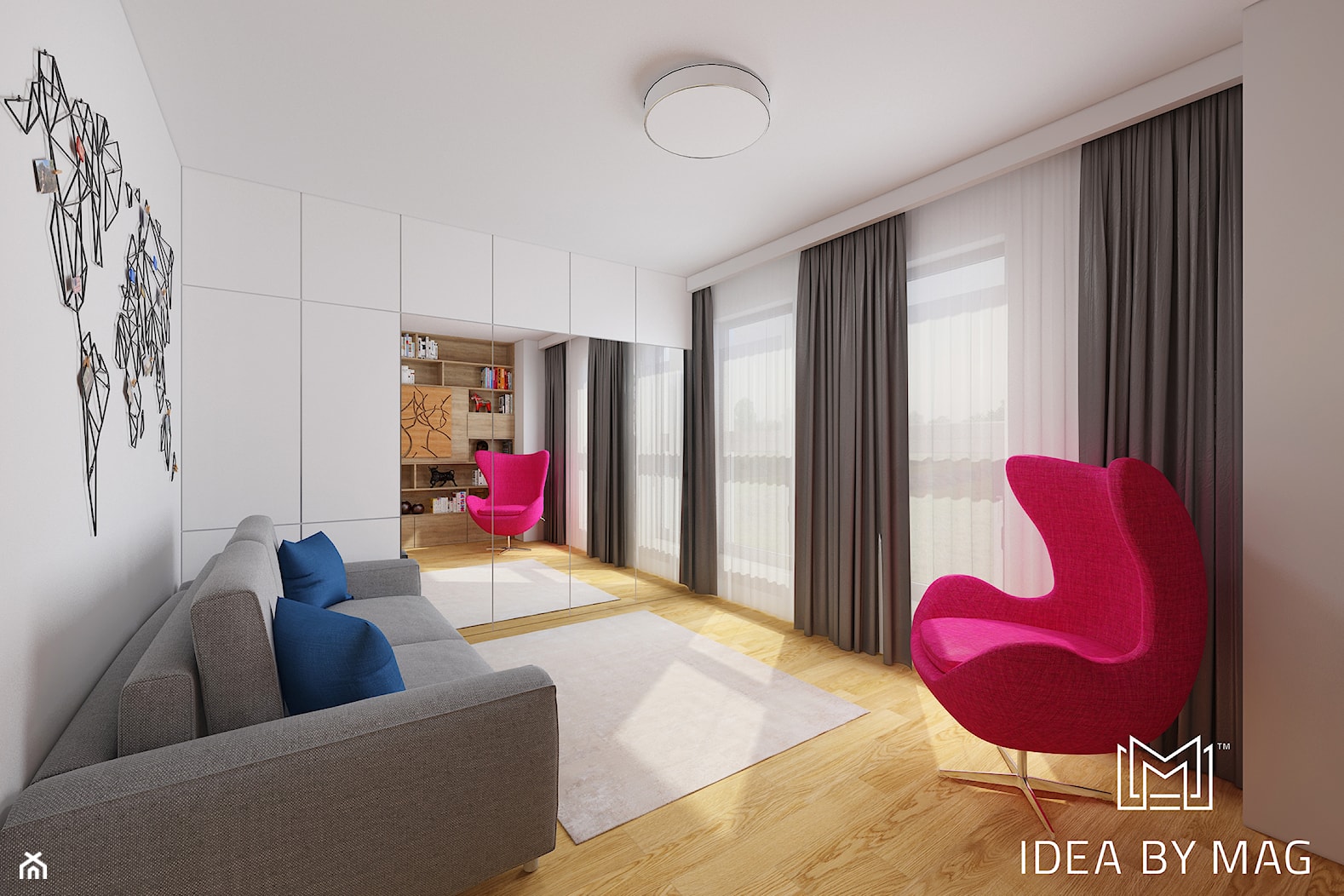 Port Praski - Średnie w osobnym pomieszczeniu z sofą białe biuro, styl nowoczesny - zdjęcie od Idea by Mag. - Homebook