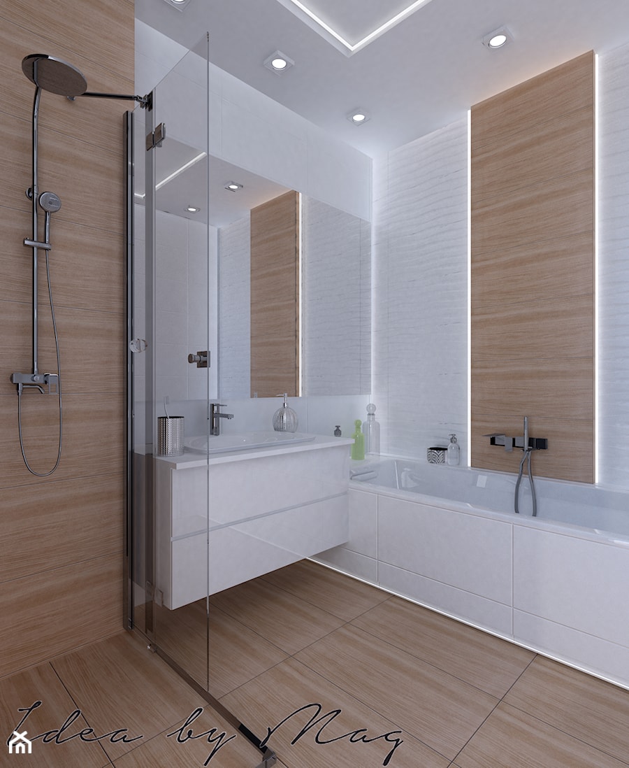 Efekt WOW - Mała średnia bez okna z punktowym oświetleniem łazienka, styl nowoczesny - zdjęcie od Idea by Mag.