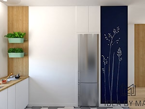 Segment. - Mała otwarta biała z nablatowym zlewozmywakiem kuchnia w kształcie litery l z oknem, styl skandynawski - zdjęcie od Idea by Mag.